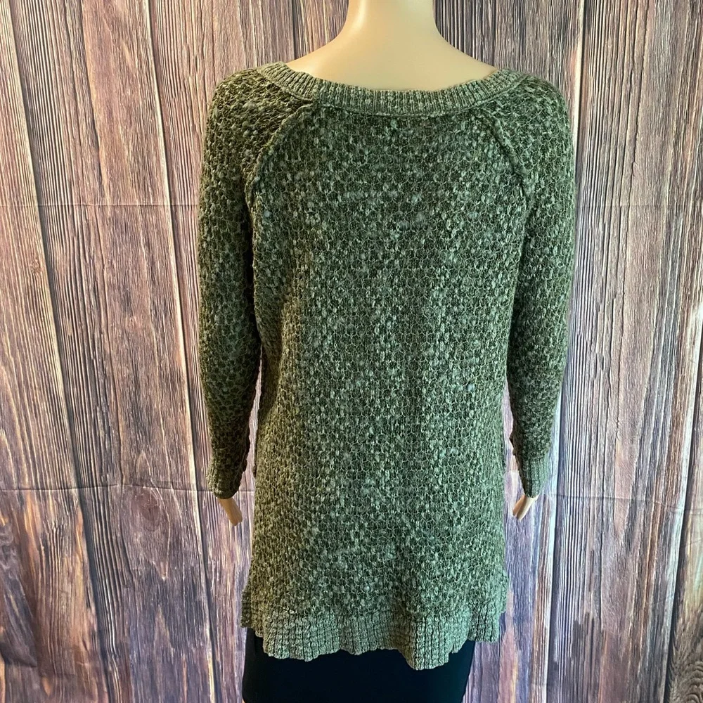 Free People size XS forest green boho knit wool mix sweater
